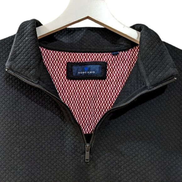 Toscano Men's Black Textured Knit 3/4 Zip Sweater Size XL - Picture 4 of 6